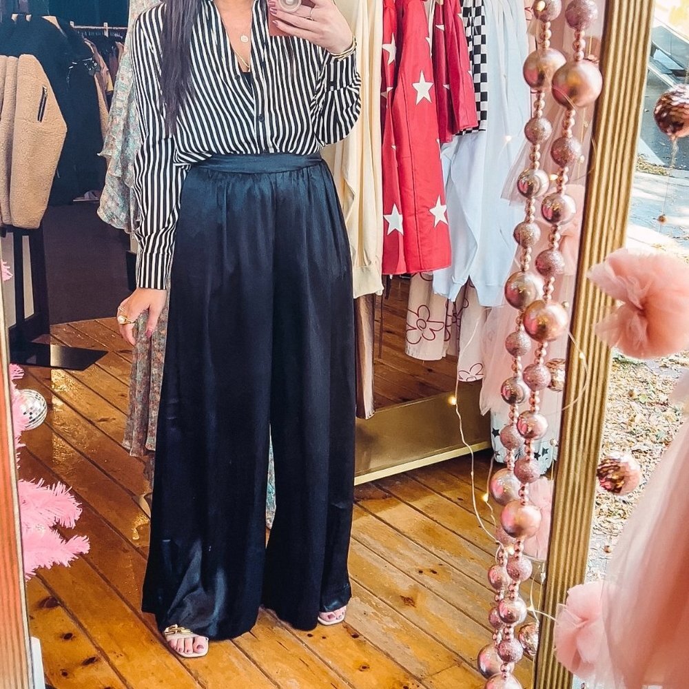 Black Satin Pants